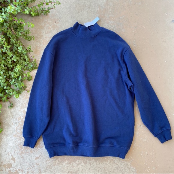 Topshop Sweaters - Topshop Navy Blue Pullover Oversized Sweatshirt